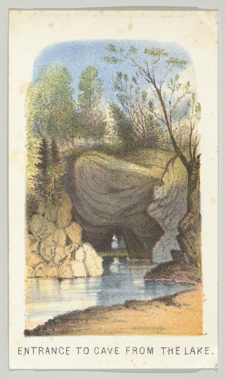 Eingang zur Höhle vom See aus, aus der Serie Ansichten im Central Park, New York, Teil 2, 1864 von Louis Prang