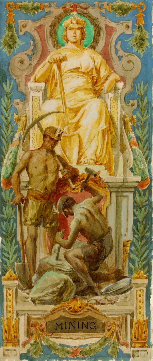 Bergbau (Studie für Panel, Altes Senatsgebäude) von Louis Schaettle