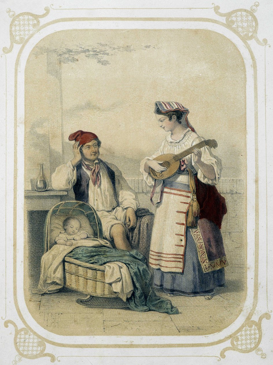 Familie im Königreich Neapel, Italien - in „Album du jeune voyageur“, illustriert von Louis Lassalle von Louis Simon Lassalle
