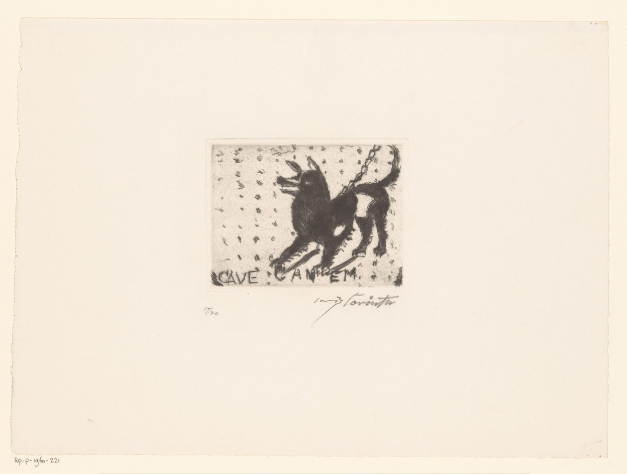 Belleneder Hund (Cave Canem) von Lovis Corinth (signed by artist)