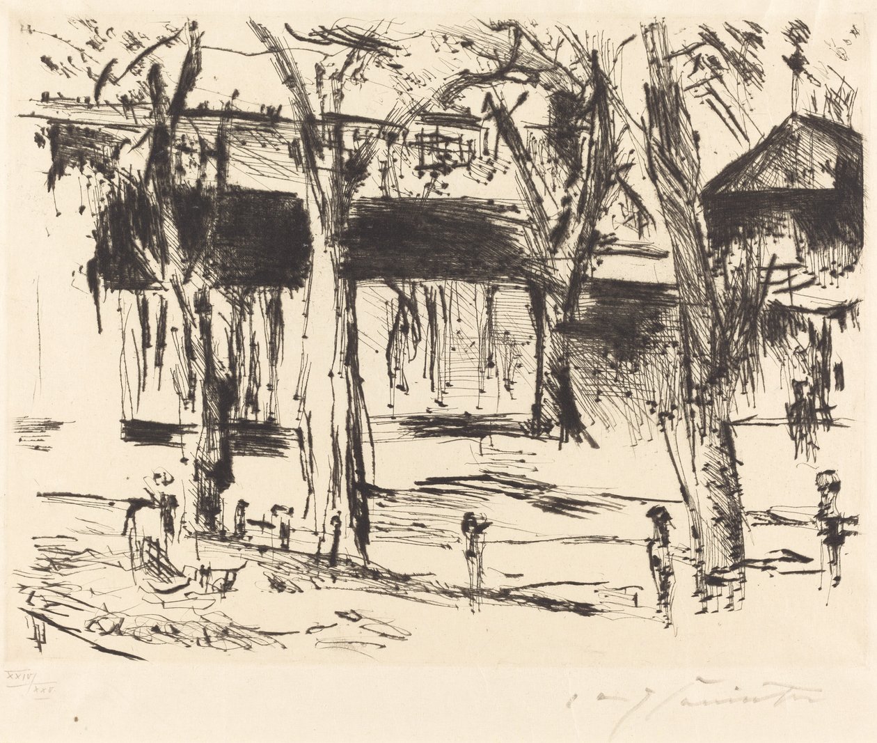 Bahnhof Tiergarten Hof mit Bäumen, 1920-1921 von Lovis Corinth