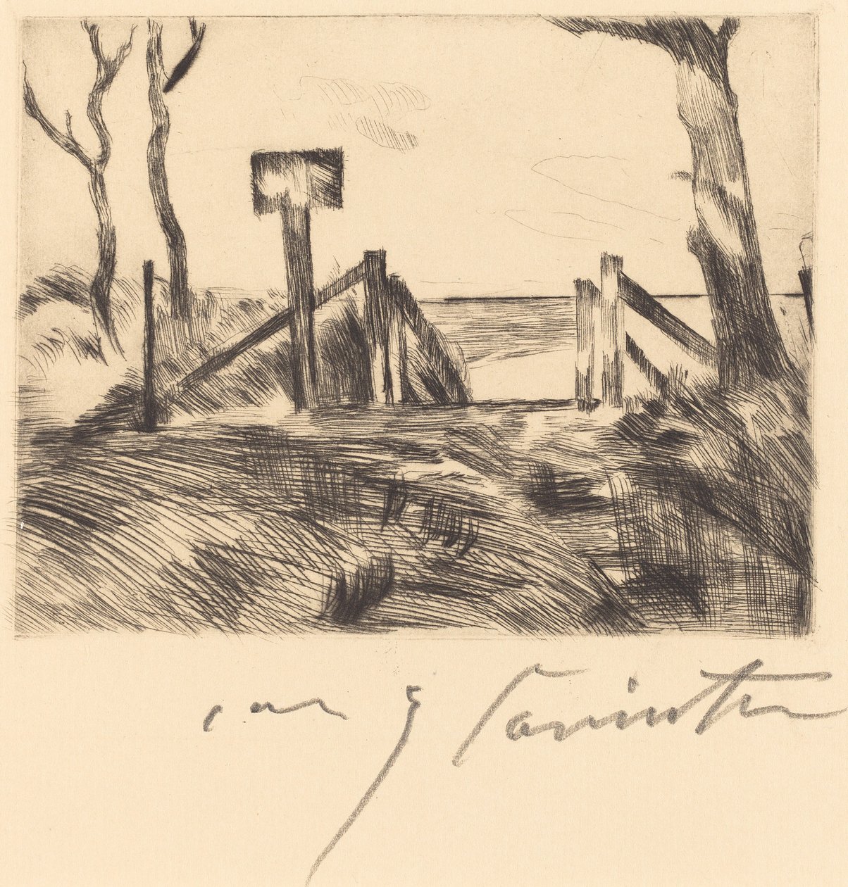 Brücke mit Tafel von Lovis Corinth