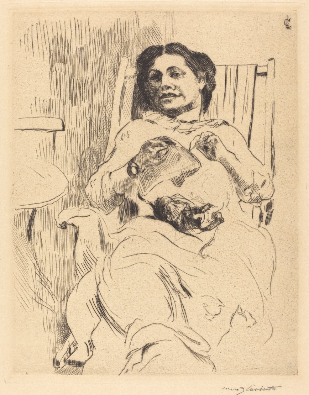 Frau mit Handarbeit von Lovis Corinth