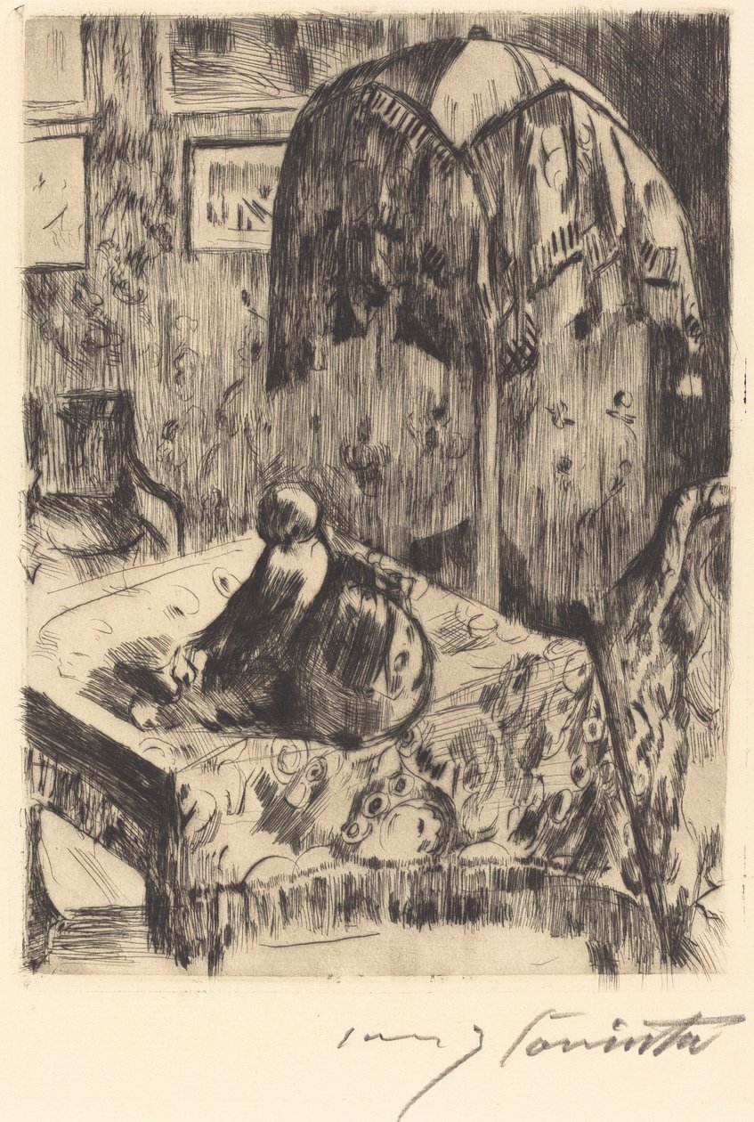 Interieur mit Stehlampe von Lovis Corinth