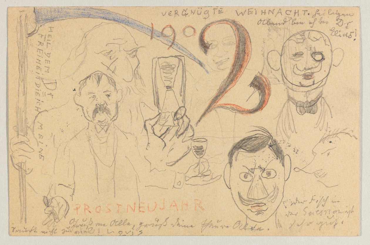 Lovis Corinth an Carl Strathmann: Postkarte, Poststempel 24. Dezember 1901 von Lovis Corinth