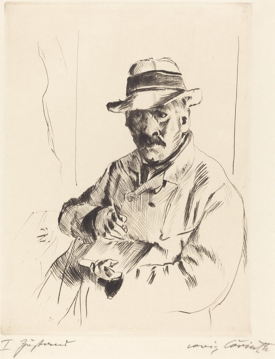 Selbstbildnis im Strohhut von Lovis Corinth