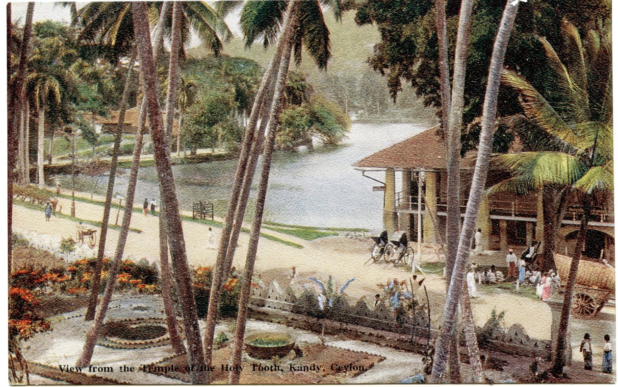 Blick vom Tempel des Heiligen Zahns, Kandy, Ceylon, ca. 1900-20 (handkolorierte Fotografie) von Ltd. Ceylon Plâté
