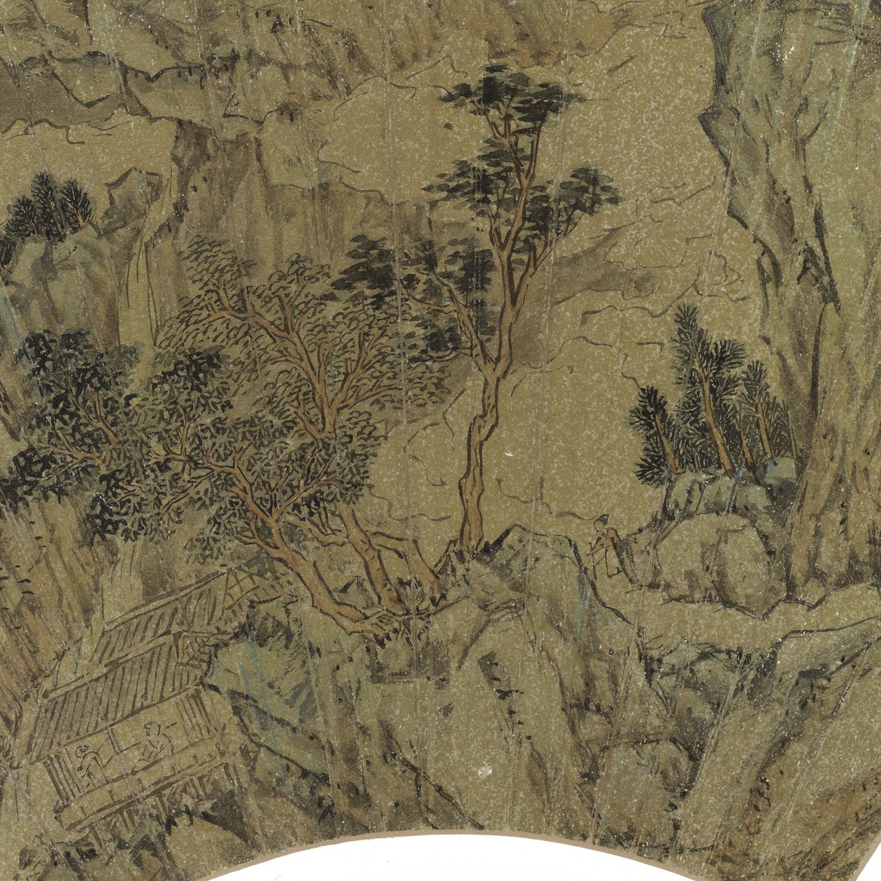 (Detail) Landschaft mit See, Bergen und Figuren im Sommerhaus von Lu Zhi