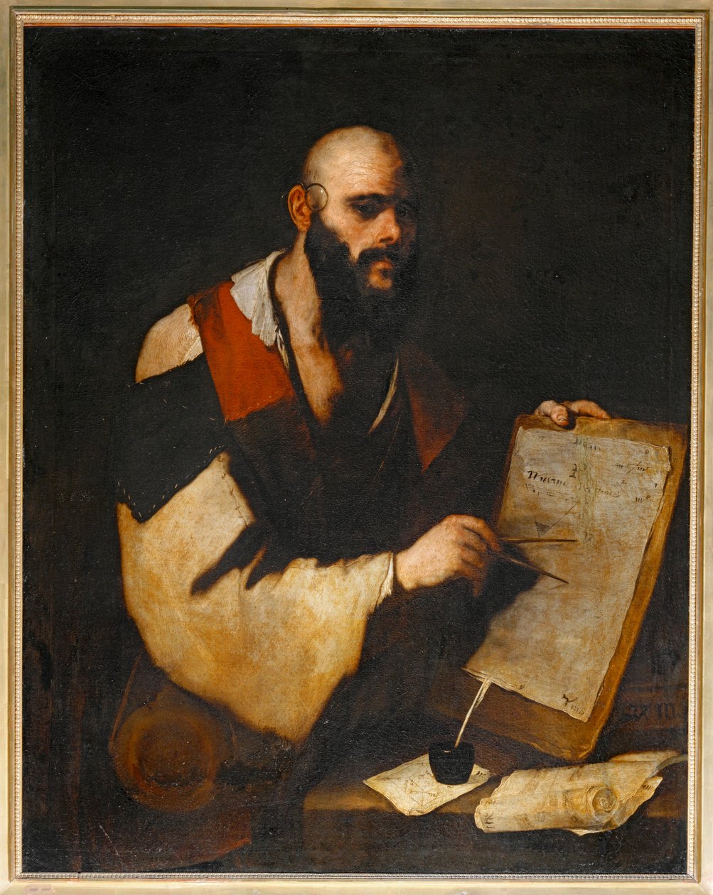 Philosoph zeichnet geometrische Figuren mit einem Zirkel von Luca (circle of) Giordano
