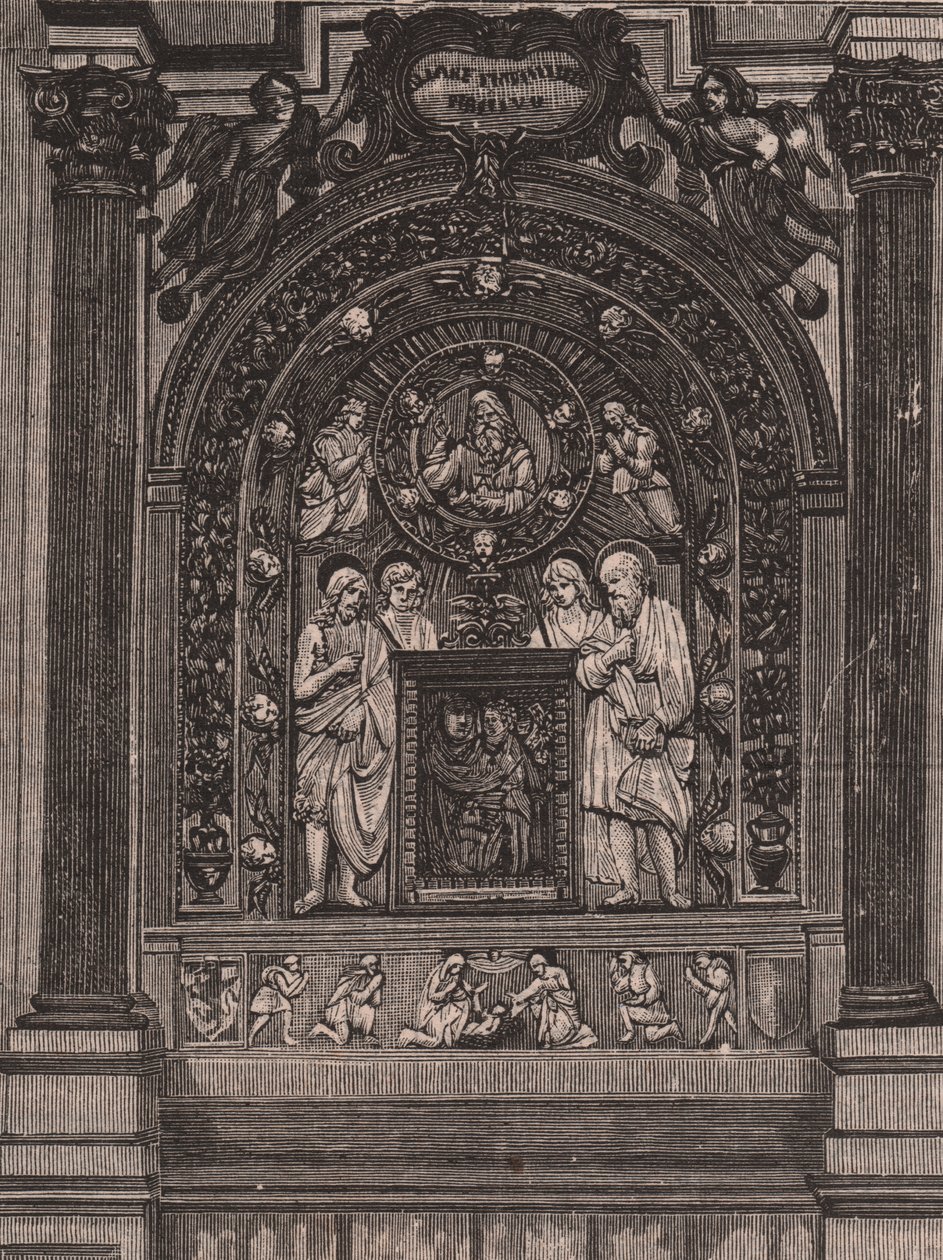 Altar der Kirche Santa Maria delle Grazie, von Luca della Robbia, Montepulciano, Toskana, Italien, Holzschnitt aus Le cento città d