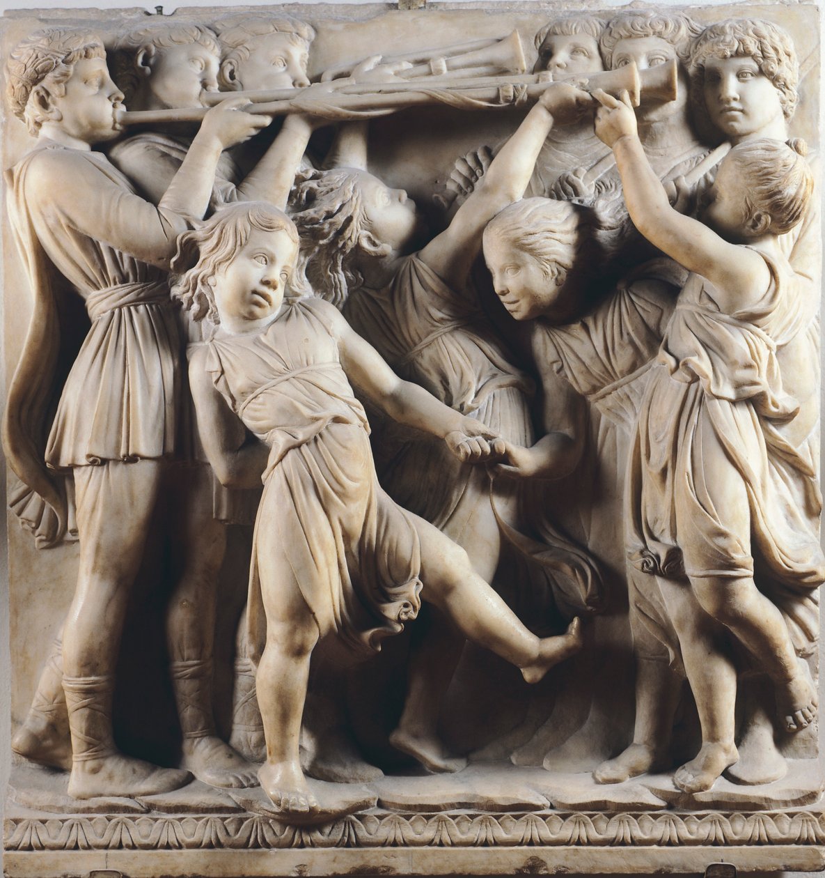 Kinder und Putten tanzen, singen und spielen, Detail aus Cantoria (Chorgalerie) von Luca Della Robbia