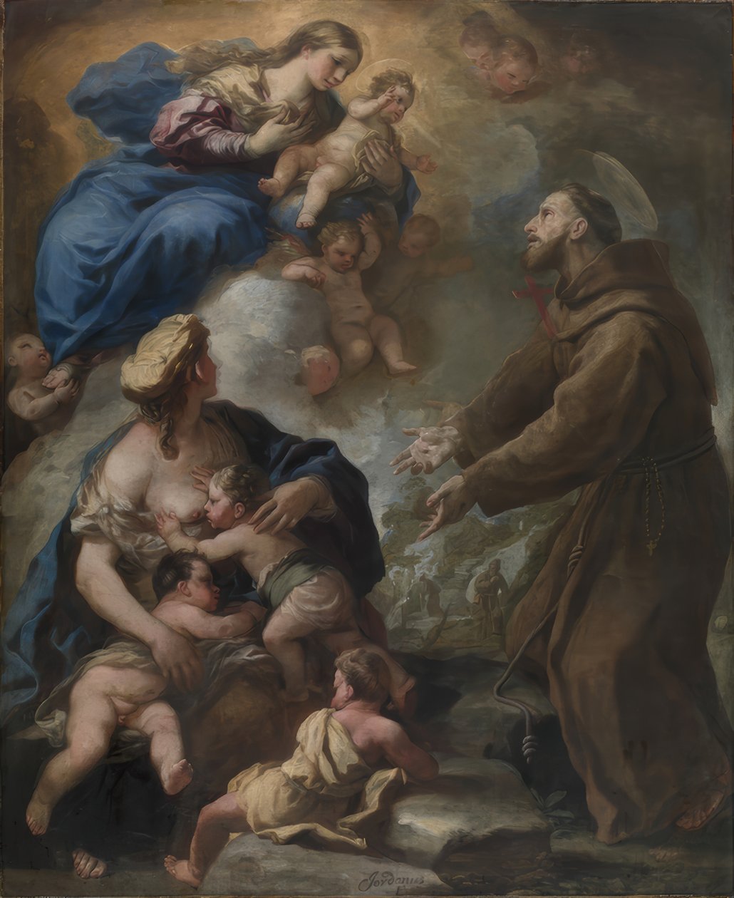 Die Jungfrau mit dem Kind erscheint dem heiligen Franz von Assisi von Luca Giordano