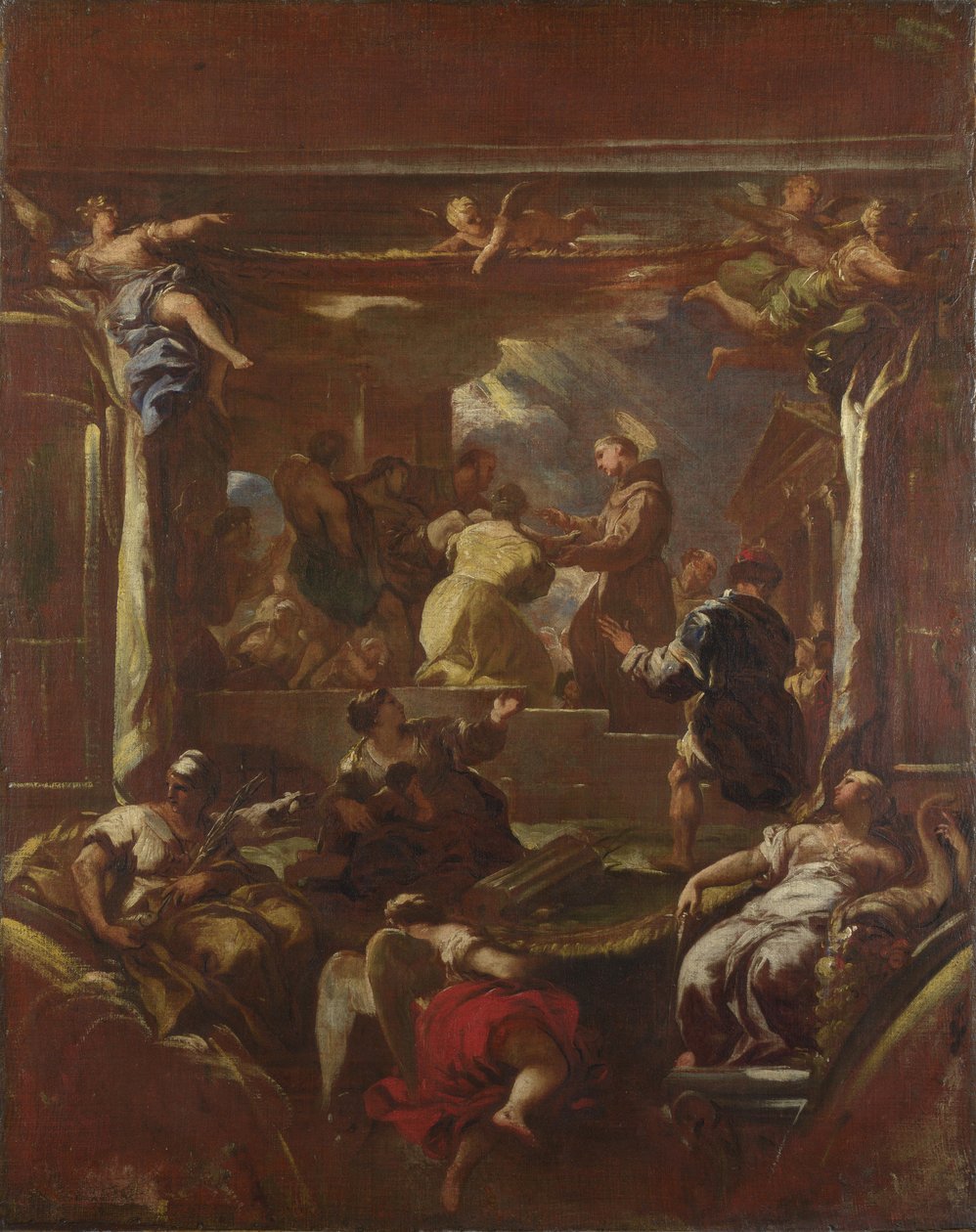 Der heilige Antonius von Padua stellt den Fuß eines Mannes wieder her, vor 1700 von Luca Giordano