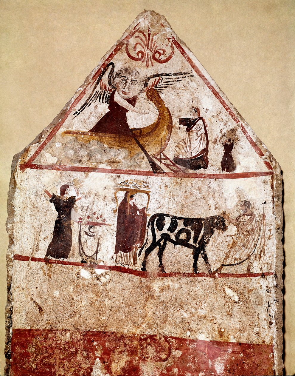Ein Stier wird zum Altar des Opfers geführt von Lucanian School