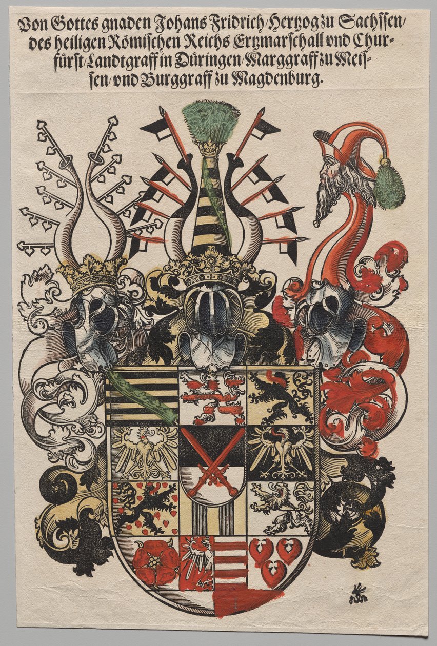 Wappen von Johann Friedrich, Kurfürst von Sachsen, genannt der Großmütige von Lucas Cranach