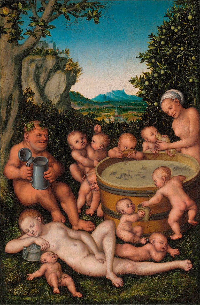 Bacchus am Weinfass von Lucas Cranach the Elder
