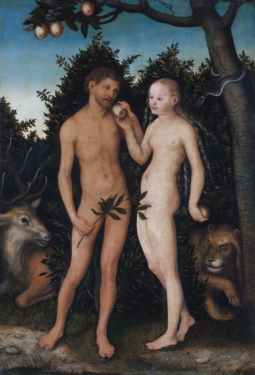 Adam und Eva im Paradies (Der Sündenfall) von Lucas Cranach the Elder