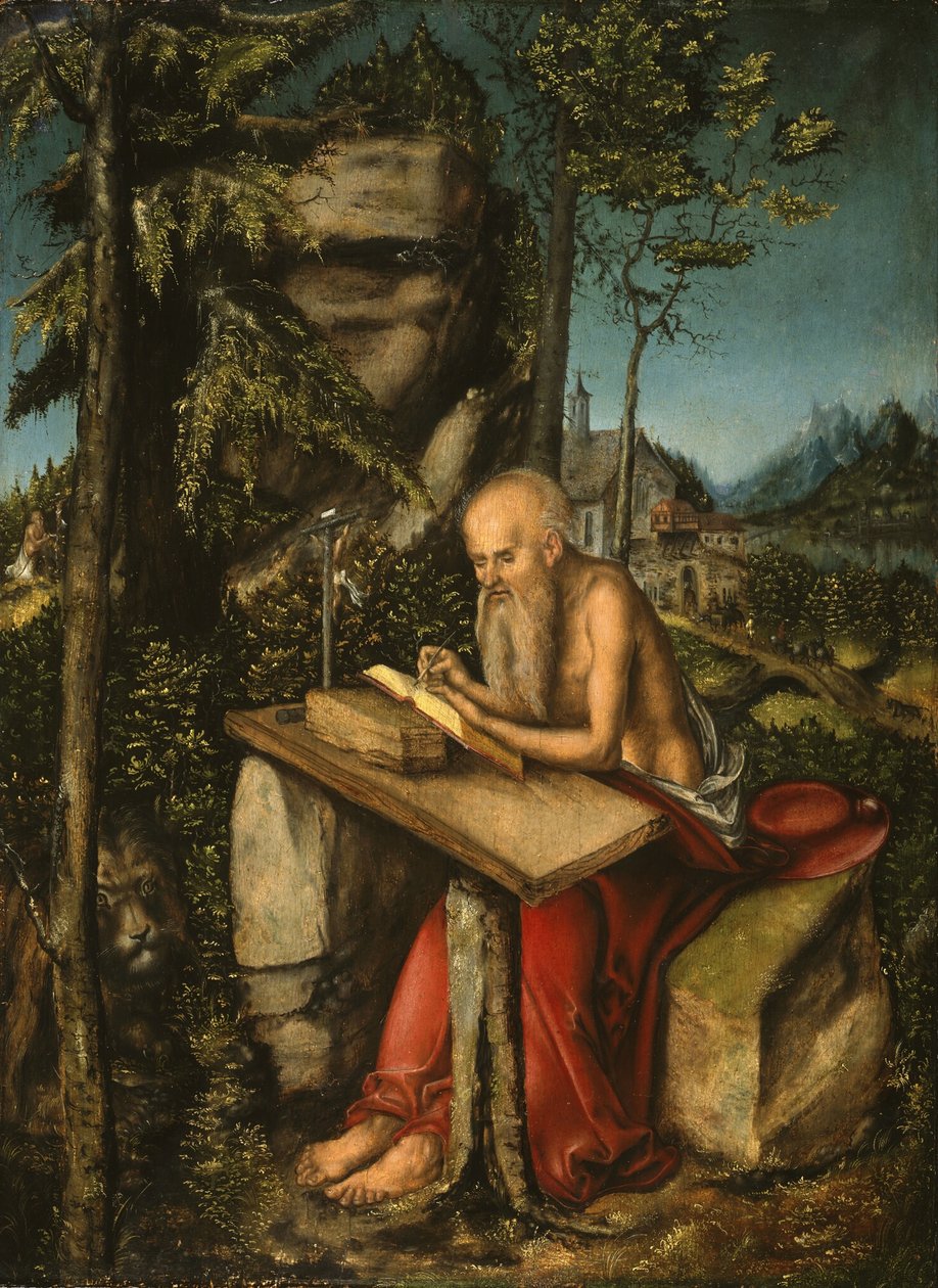 Heiliger Hieronymus in einer felsigen Landschaft von Lucas Cranach the Elder