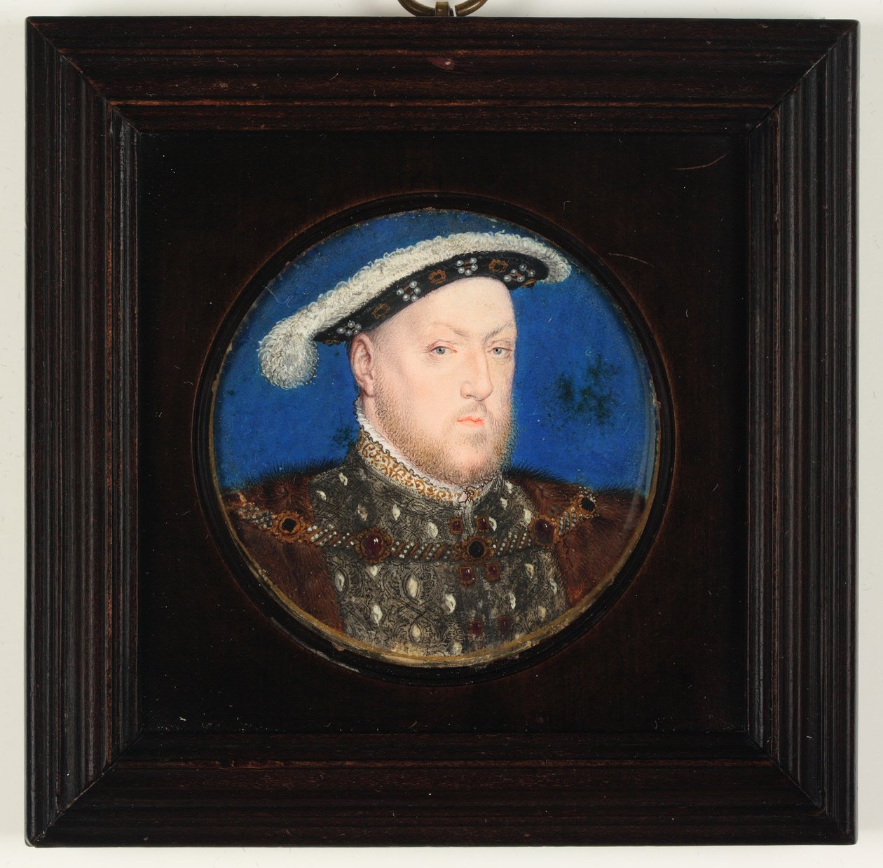 König Heinrich VIII. in einem grauen Wams und Pelzmantel von Lucas Horenbout or Hornebault