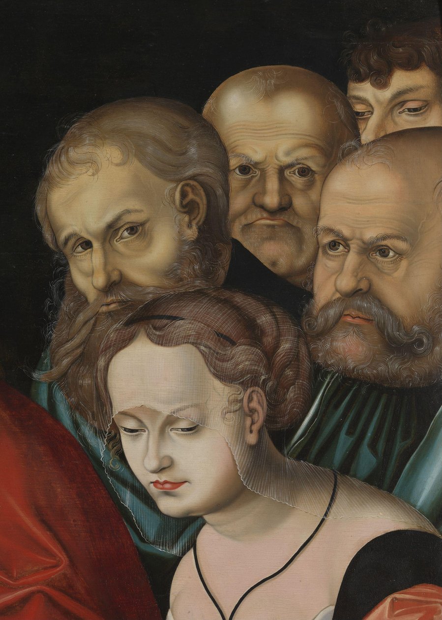 Christus und die Ehebrecherin (Detail) von Lucas the Elder (after) Cranach