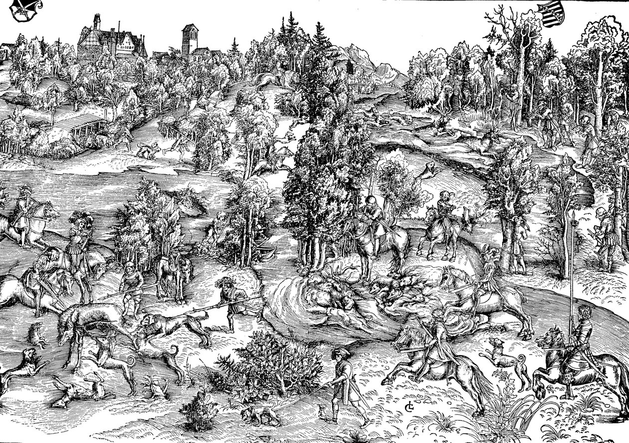 Hirschjagd auf dem Land von Lucas the Elder (after) Cranach