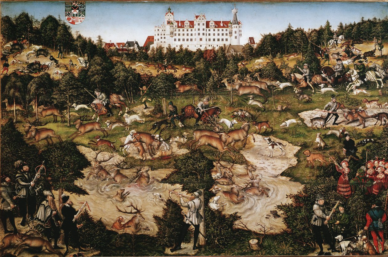 Jagd zu Ehren von Karl V. auf Schloss Torgau von Lucas the Elder Cranach