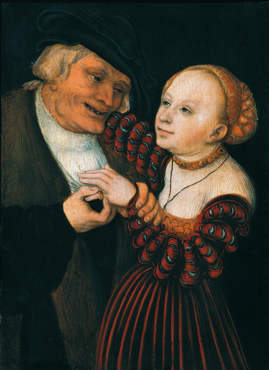 Der Alte und das Mädchen, c.1530 (Öl auf Leinwand) von Lucas the Elder Cranach
