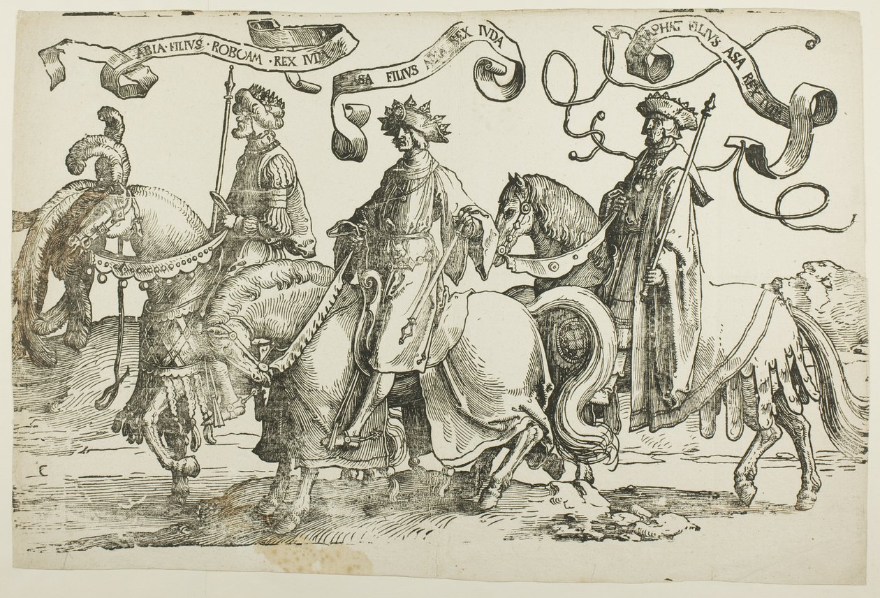 Abija, Asa, Josaphat, Platte zwei, aus Die zwölf Könige von Israel von Lucas van Leyden