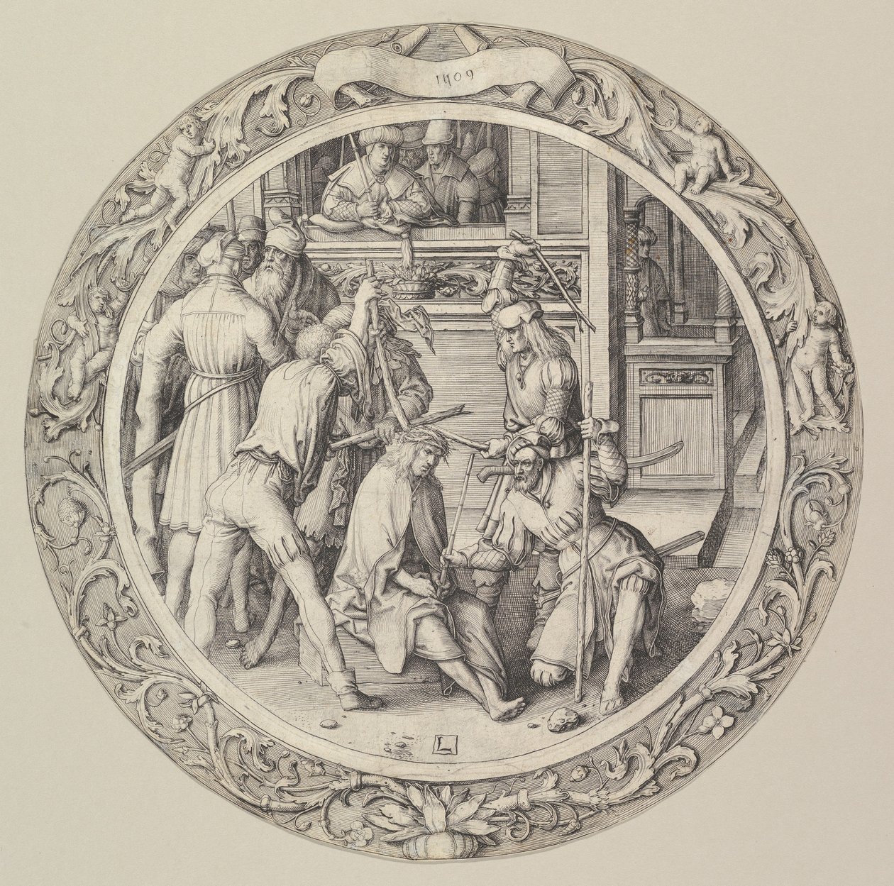 Christus mit Dornen gekrönt, aus der Circular Passion, 1509 von Lucas van Leyden