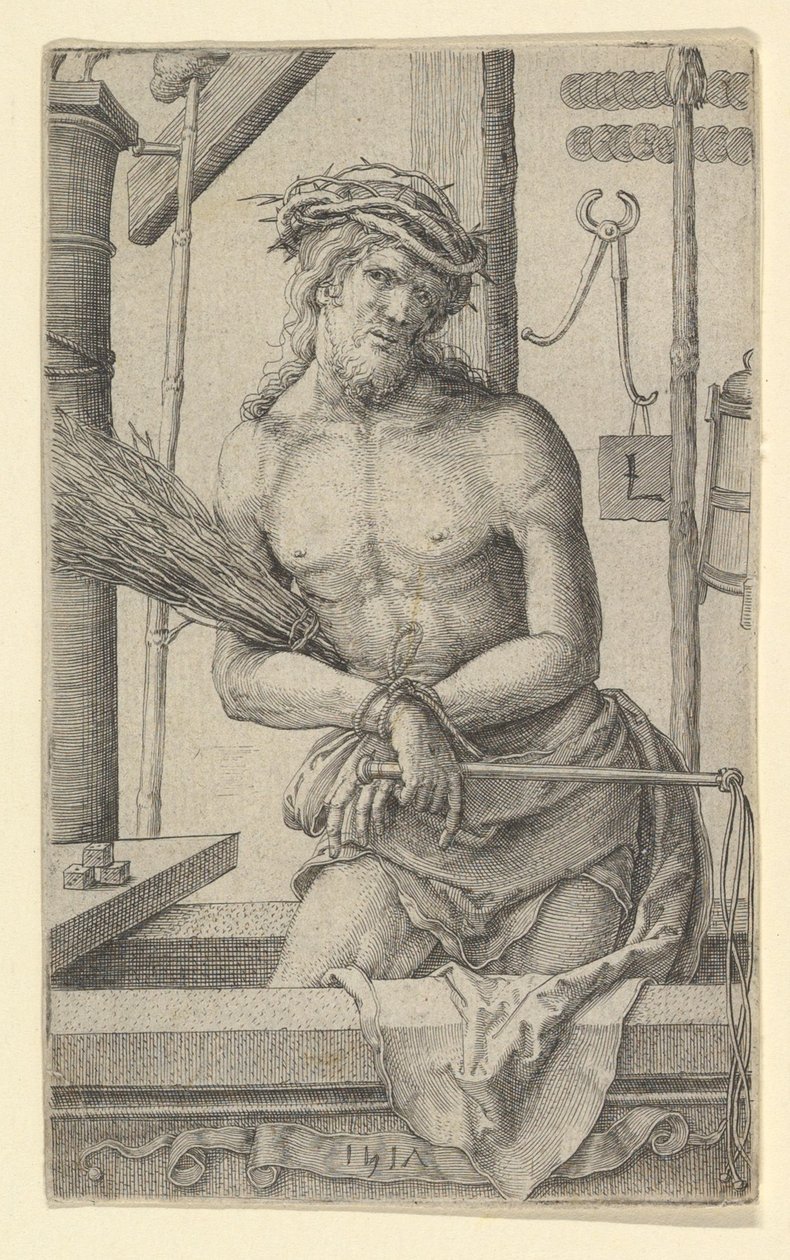 Christus als Schmerzensmann mit den Leidenswerkzeugen von Lucas van Leyden