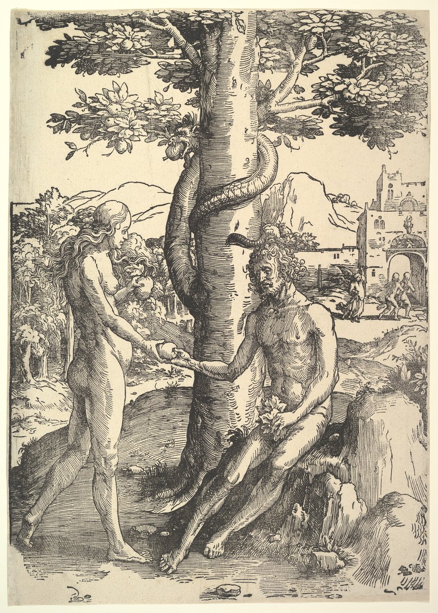Der Sündenfall, Adam und Eva, ca. 1514 von Lucas van Leyden