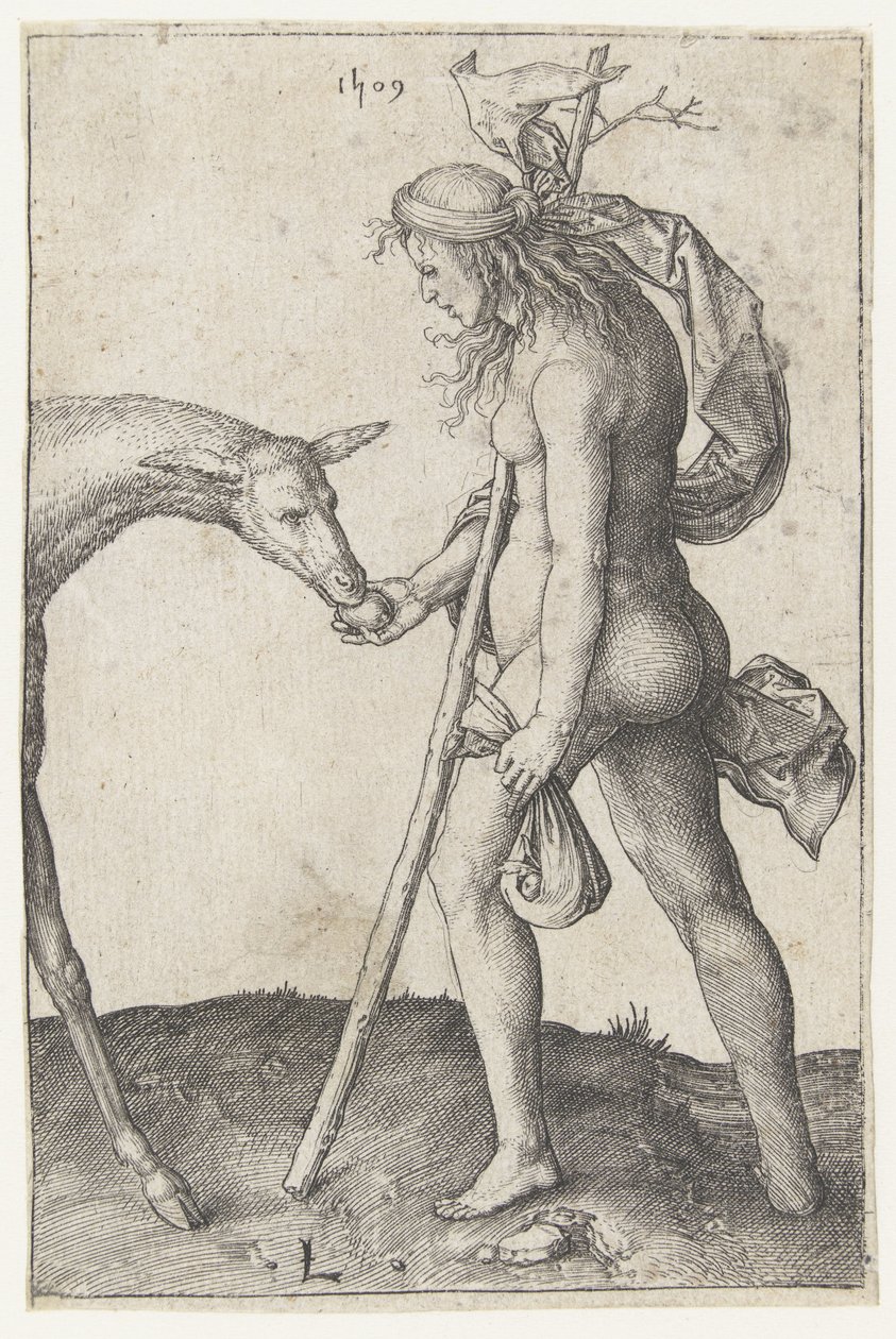 Junge Frau mit Hirschkuh von Lucas van Leyden