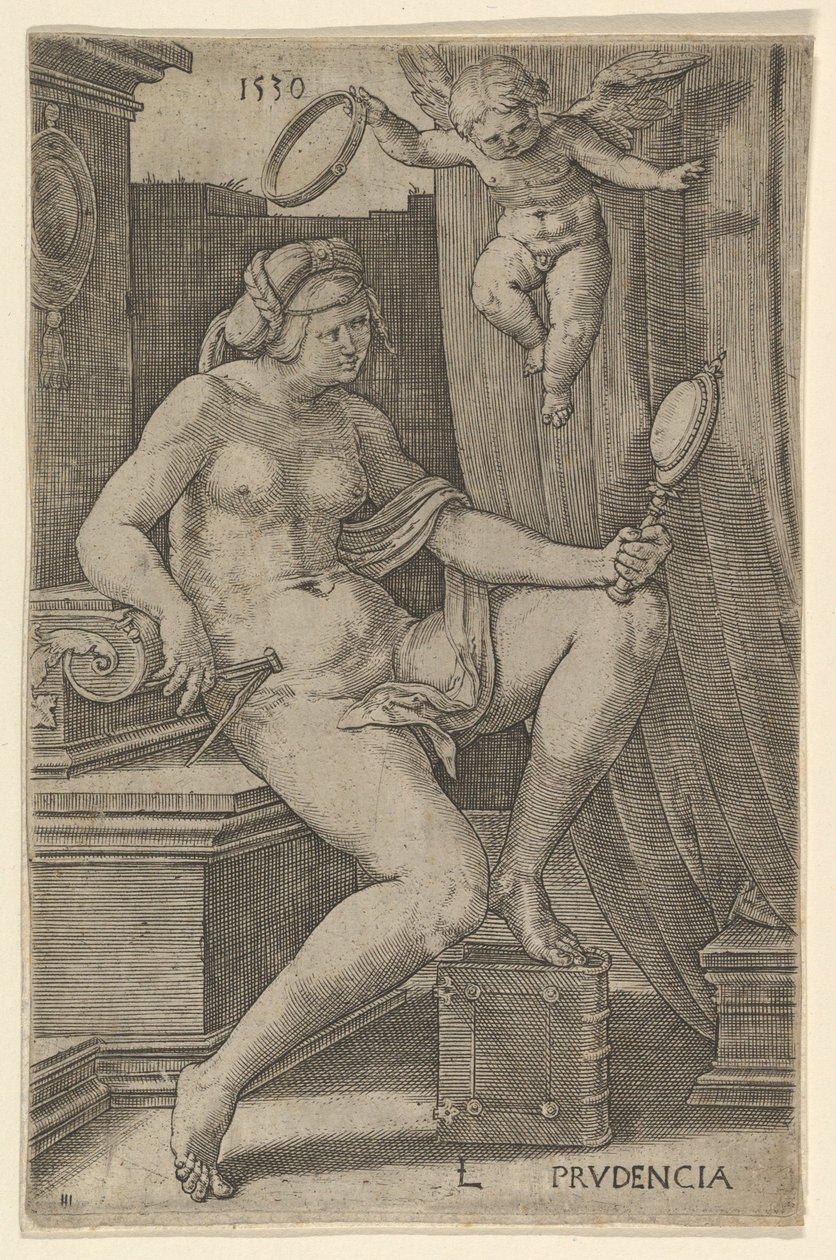 Klugheit, aus der Serie Die sieben Tugenden, 1530 von Lucas van Leyden