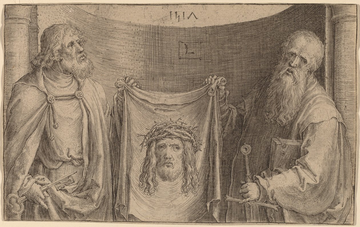 Heilige Petrus und Paulus mit dem Schweißtuch der Veronika von Lucas van Leyden