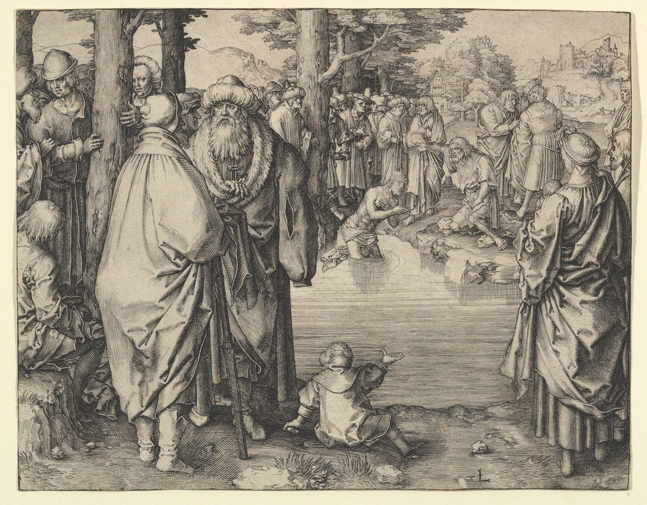 Die Taufe Christi im Jordan, ca. 1510 von Lucas van Leyden