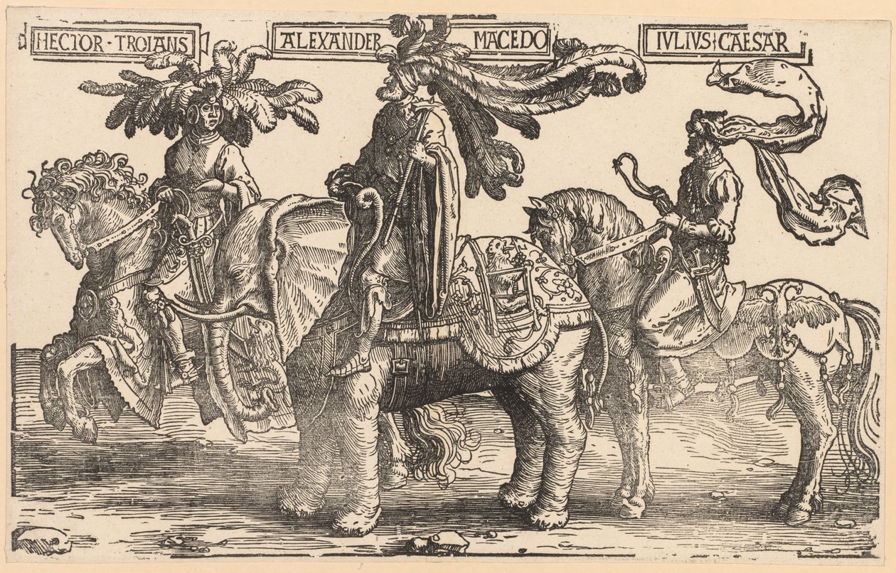 Die neun Helden: Hector von Troja, Alexander von Makedonien, Julius Caesar von Lucas van Leyden