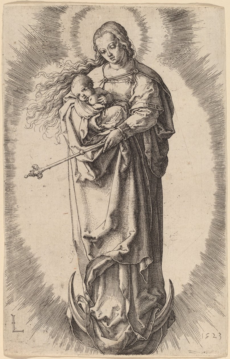 Die Jungfrau und das Kind auf der Mondsichel von Lucas van Leyden