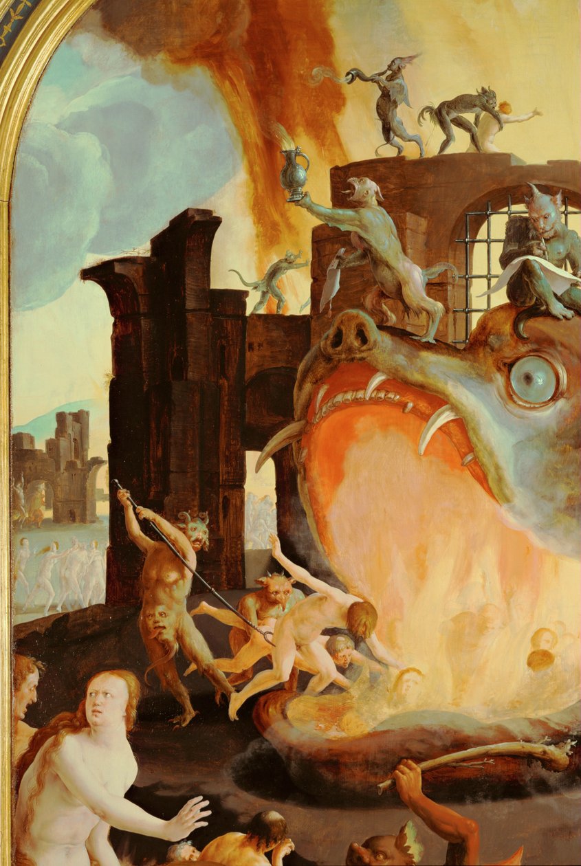 Der Schlund der Hölle verschlingt die Verdammten von Lucas van Leyden
