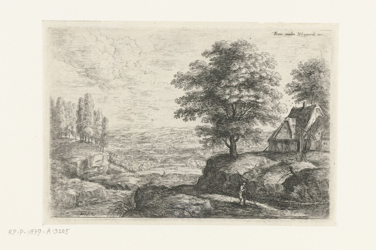 Landschaft mit einem Mann mit einem Stab von Lucas van Uden