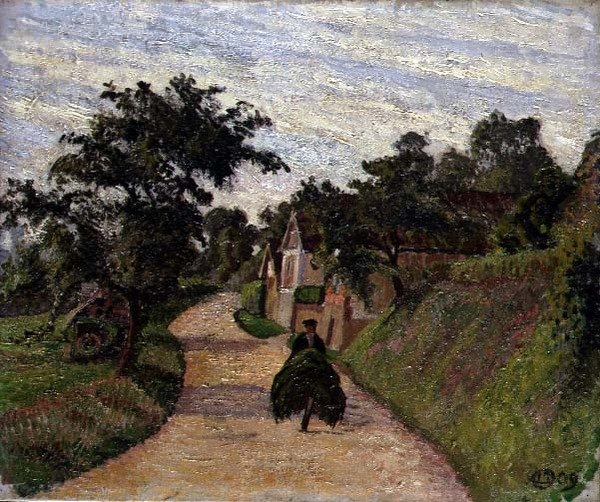 Eragny, die Straße von Gisars nach Bazincourt von Lucien Pissarro