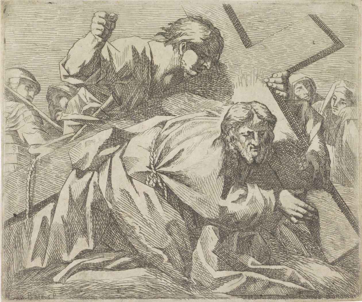 Christus bricht unter dem Gewicht des Kreuzes zusammen von Lucio Bononi