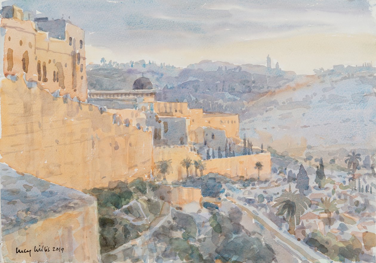 Sonnenaufgang an der Stadtmauer, Jerusalem von Lucy Willis