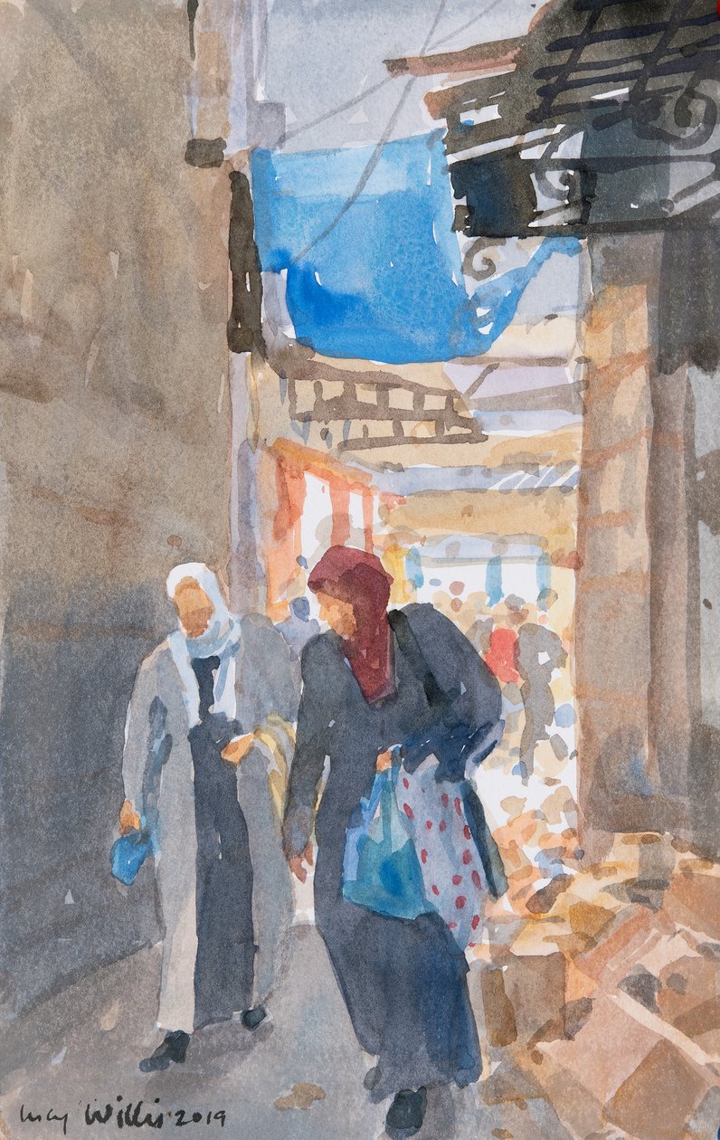 Das blaue Vordach am Damaskustor, Jerusalem von Lucy Willis