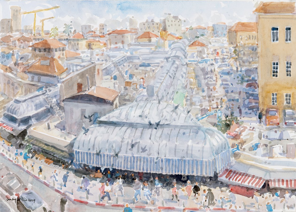 Blick vom Balkon, Mahane Yehuda, Jerusalem von Lucy Willis
