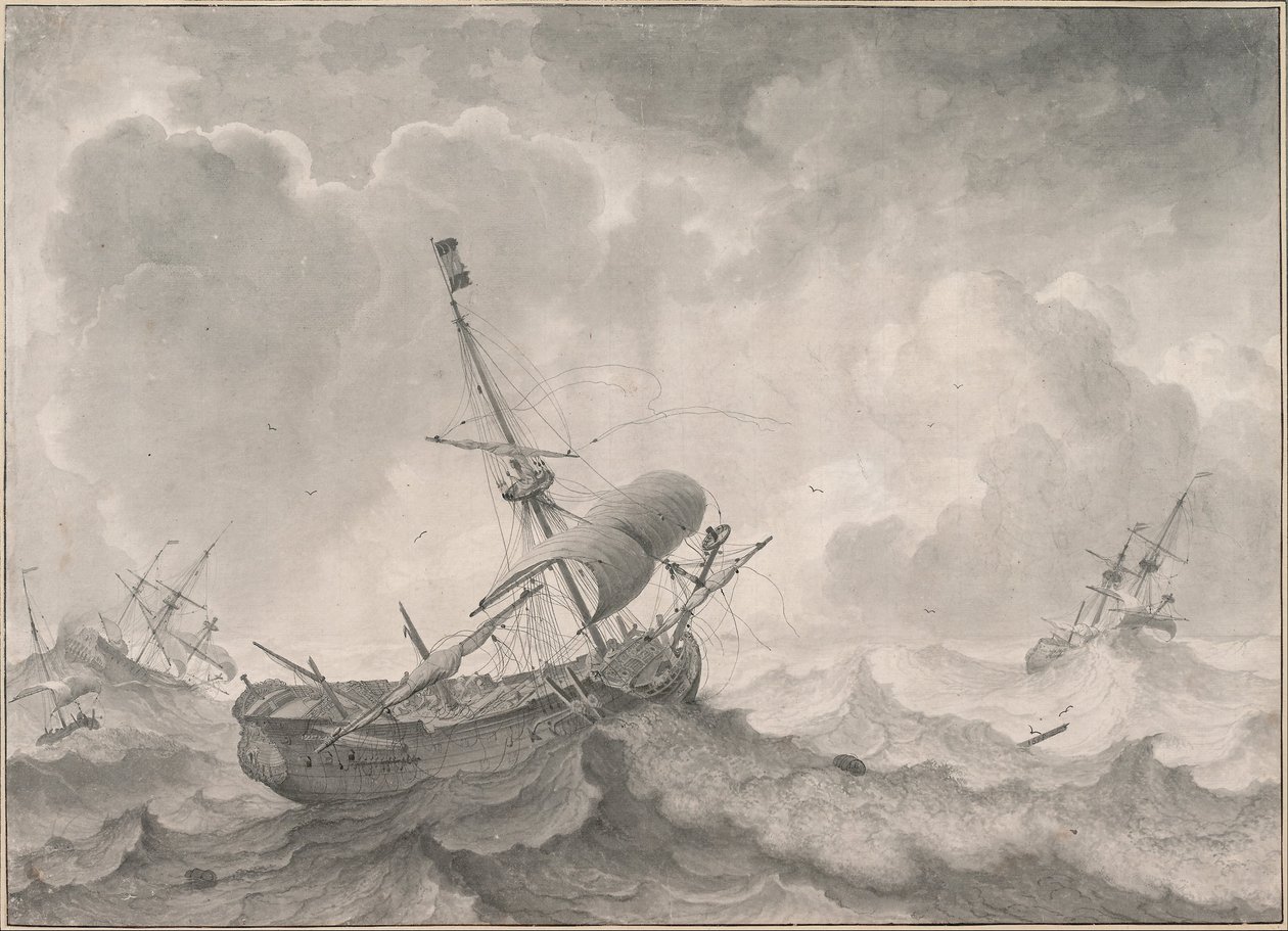 Schiffe auf stürmischer See von Ludolf Bakhuizen