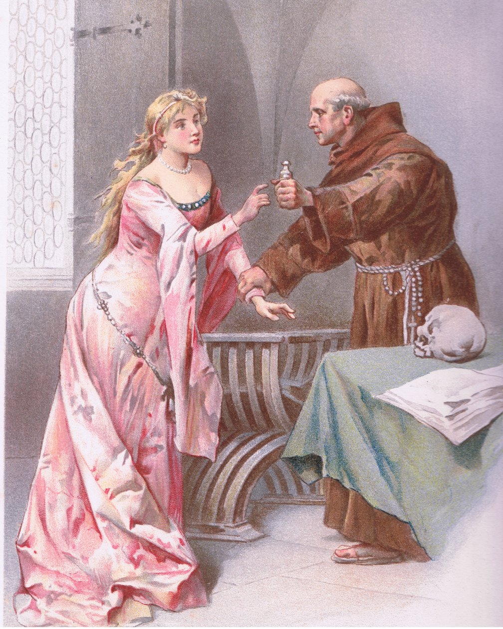 Pater: Halt Tochter, ich sehe eine Art Hoffnung, Illustration aus Romeo und Julia von Ludovico Marchetti