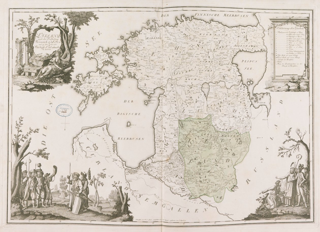 Generalkarte von Estland und Lettland. Atlas de la Livonie, 1798 von Ludwig August von Mellin