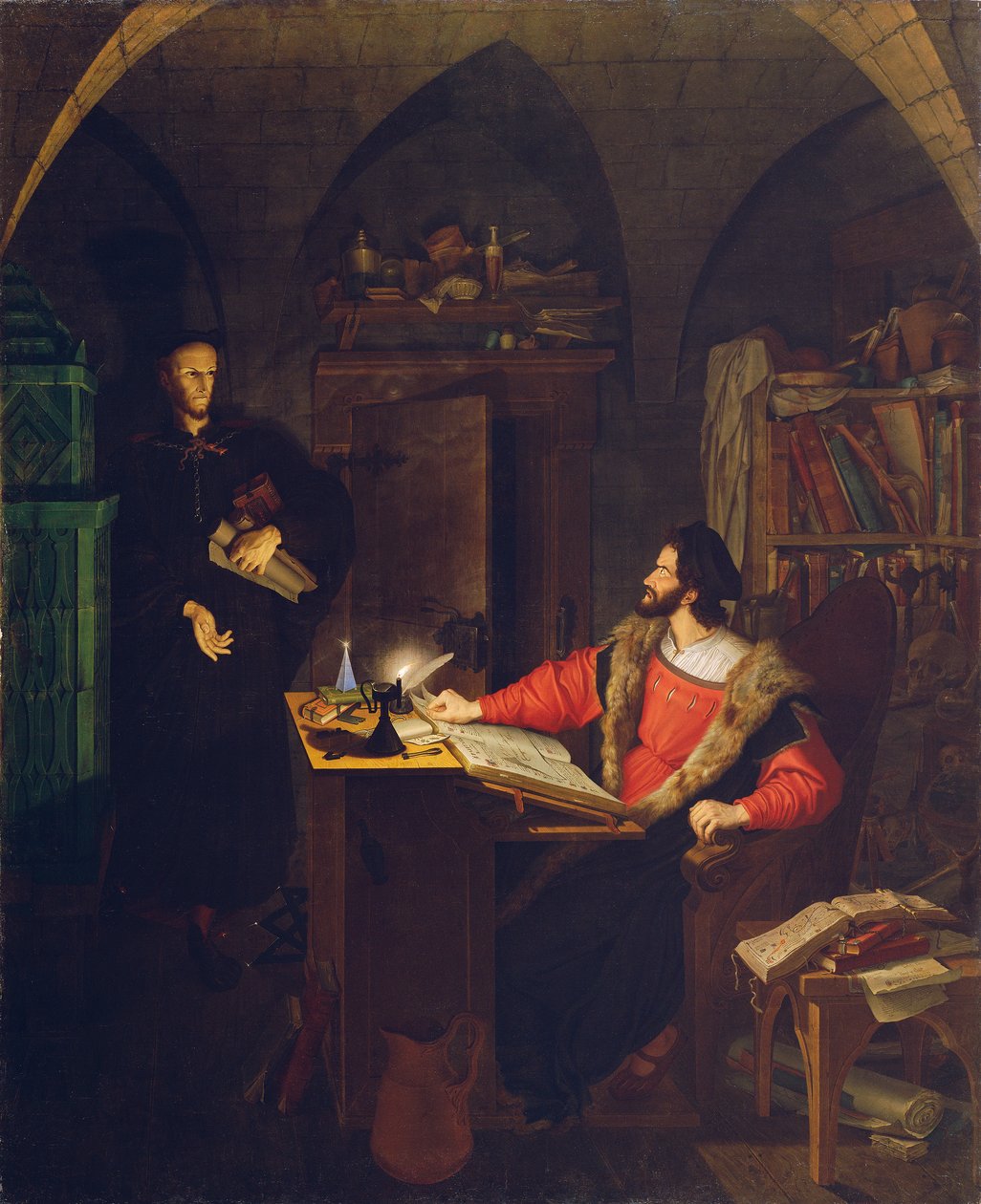 Faust und Mephisto in der Studierstube von Ludwig Ferdinand Schnorr von Carolsfeld