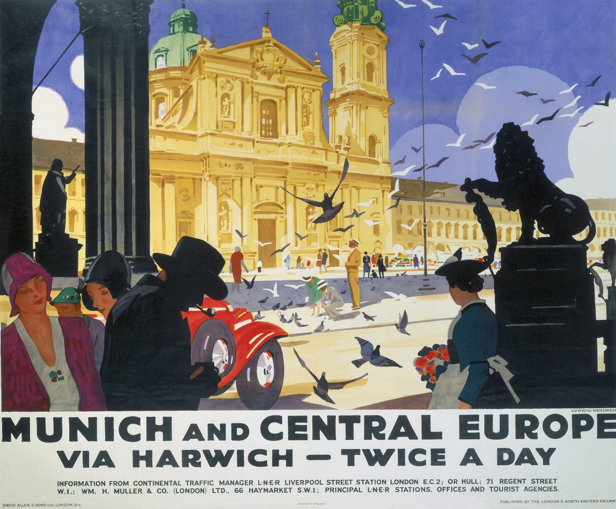 "München und Mitteleuropa", LNER-Poster von Ludwig Hohlwein