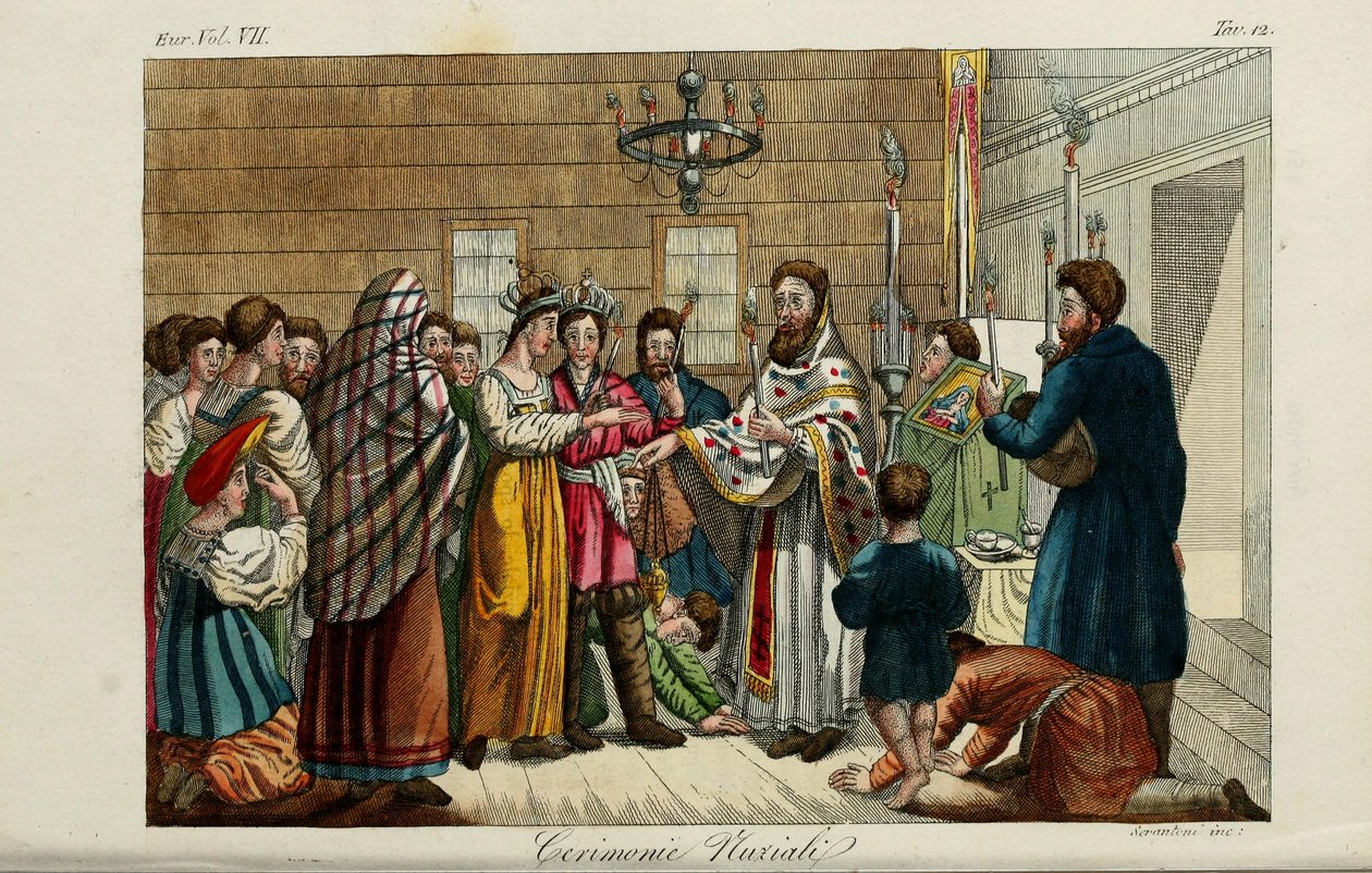 Die Verlobung. Illustration aus Il costume antico e moderno o storia del governo… von Giulio Ferrario, 1831 von Luigi Giarrè